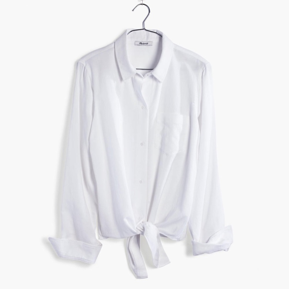 Madewell White Tie-Front Shirt